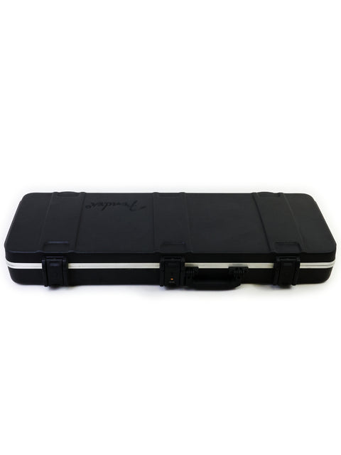 Black hard-shell case, possibly for a musical instrument or equipment, on a white background.