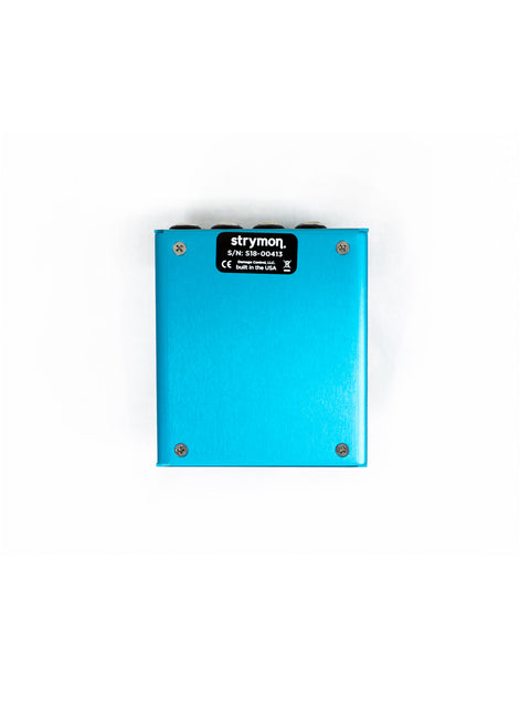 Blue box with a black and white label, featuring the Strymon Blue Sky Reverb Pedal from the USA, 2021 edition.
