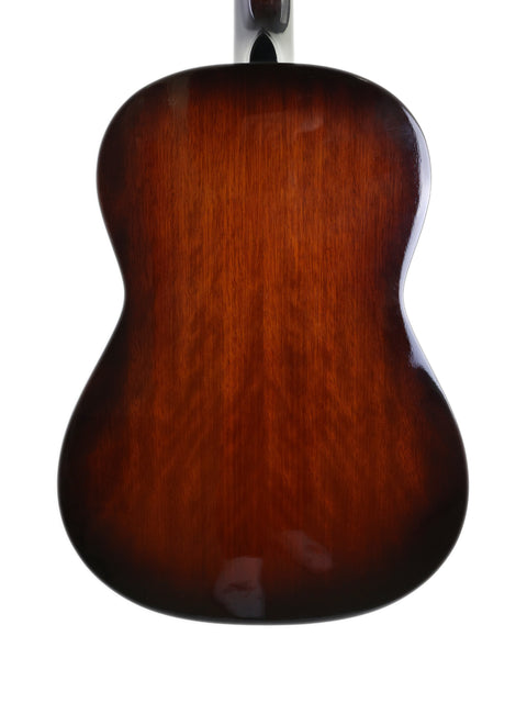 Brown-finished back of a K. Yairi G-1F acoustic guitar, crafted in Japan in 2005.