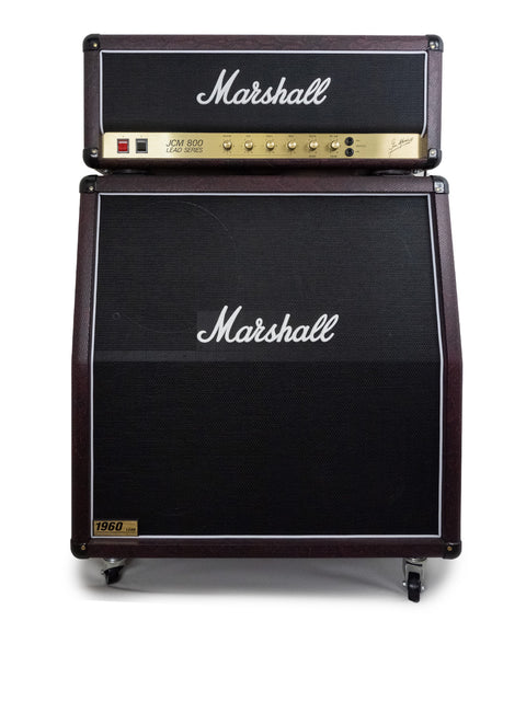 Burgundy snakeskin Marshall JCM 800 2203 amp and 1960A cab displayed against a white backdrop.