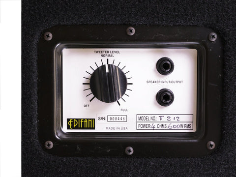 Close-up image of the control panel on the Eden World Tour 800 Head, highlighting its controls for the Epifani 600w Bass Cabinet.
