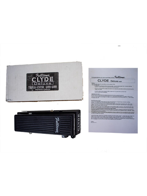 Close-up of the Fulltone Clyde Deluxe Wah pedal, highlighting its sleek design and quality from the USA, 2010 model.