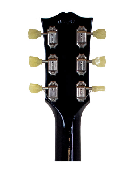 Detailed view of the headstock from a 2015 Gibson Custom Shop 1961 SG Standard Reissue, highlighting its classic features.