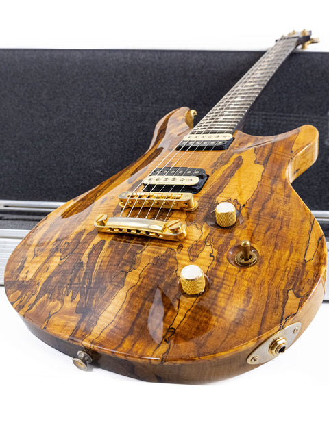 Ed Roman Quicksilver guitar featuring a wooden body and neck, designed in PRS style, made in the USA, 2004.