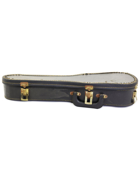 Elegant black and gold case featuring a gold handle, designed for a 1924 Weissenborn Miami Style 3 Koa Ukulele.