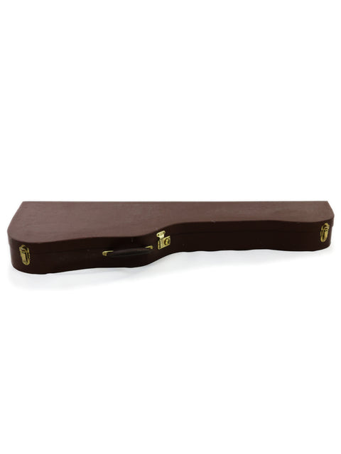 Elegant brown guitar case with gold hardware, tailored for the 2004 Fender Custom Shop 50th Anniversary ‘54 Stratocaster.
