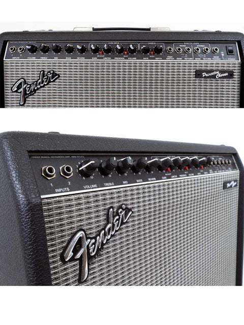Fender LP Jr combo amp, a 1992 Princeton Chorus model, known for its distinctive look and rich audio performance.