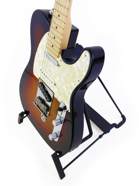 Fender Nashville B-Bender Telecaster guitar displayed on a stand with a contrasting black background.