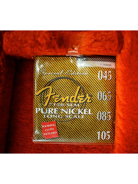 Fender pure nickel strings, 10-52 gauge, featured with a 2001 USA Custom Shop ‘62 Jazz Bass Reissue model.
