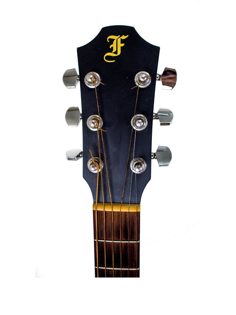 Furch S40-CM guitar from 2008, featuring a striking design with multiple Jaguar motifs in a vibrant color scheme.