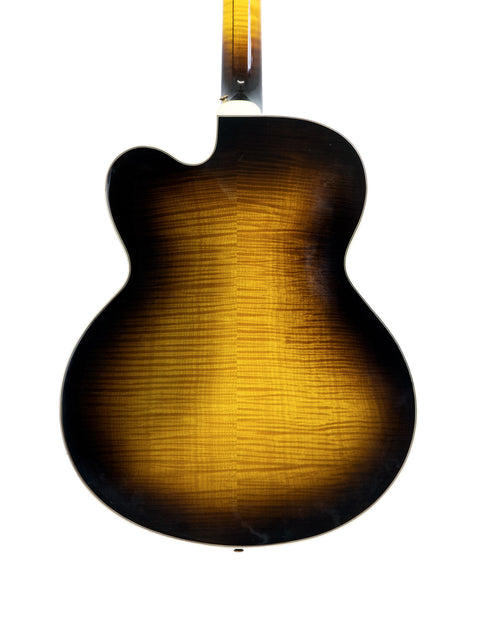 Gibson Custom Shop Le Grand Archtop guitar with a stunning sunburst finish, made in the USA in 1997.