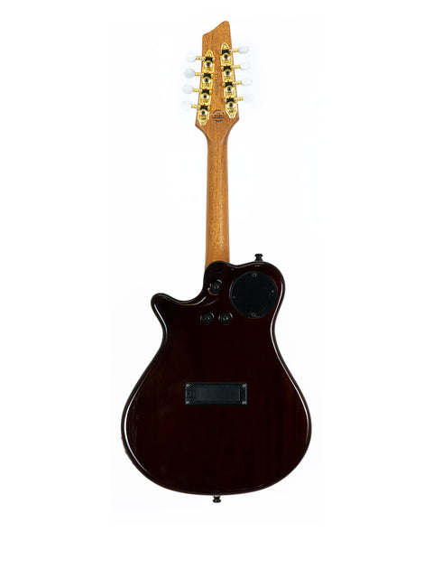 Godin A8 Mandolin from Canada, 2019, featuring a wooden body and a sleek black pickguard.