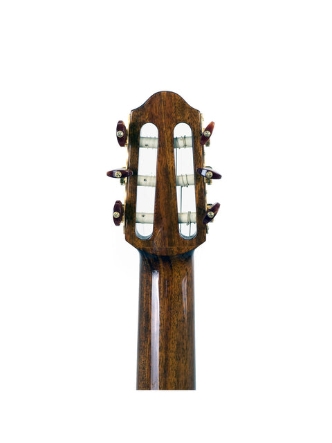 Image of a Yamaha SLG 120NW Silent Guitar head, highlighting its wooden body and neck, produced in Japan, 2009.