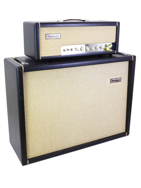 Limited edition black and tan Marshall amplifier with a brown cover, featuring the JTM45 head and 412 cabinet from the UK, 2002.