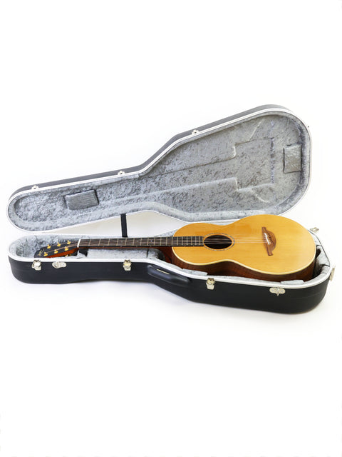 Lowden S-35 prototype guitar in a case against a white background, highlighting its exclusive design from Ireland, 2018.