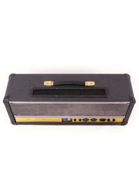 Marshall JCM800 2204 tube head in black and yellow, featuring a striking yellow trim, from the UK, 1982.