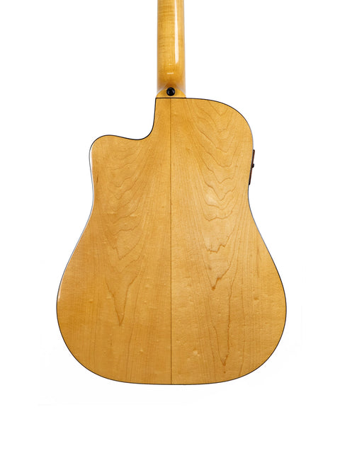 Maton Stage Delux Rock Maple guitar from 1992, showcasing a beautiful wooden back and neck, perfect for musicians.