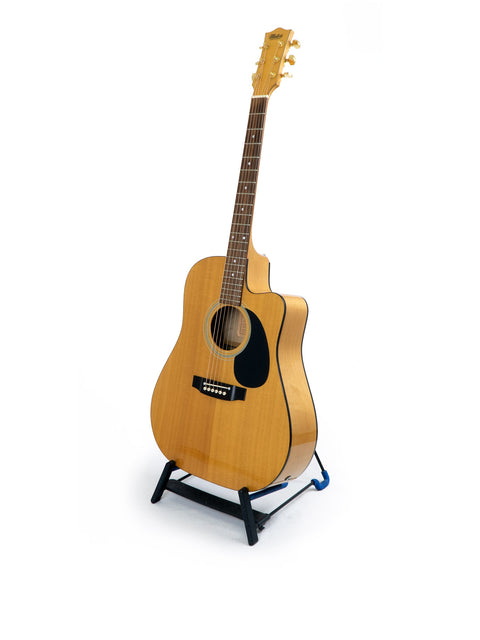Maton Stage Deluxe Rock Maple guitar from 1992 displayed on a stand, set against a clean white background.
