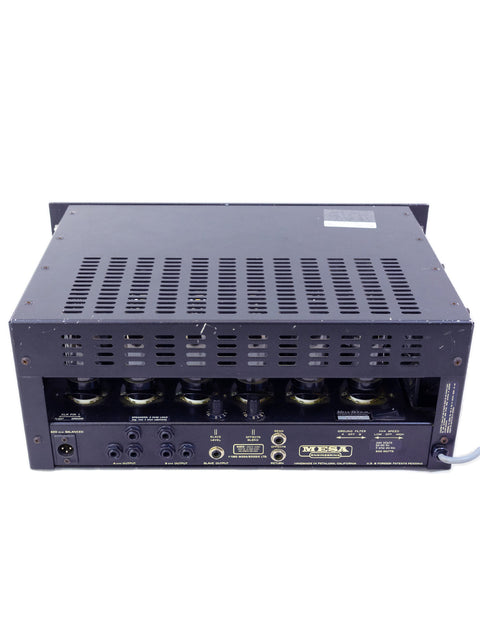 Mesa Boogie Bass 400+ Head amplifier, 1993 model, displayed from the front, highlighting its knobs and rugged build.