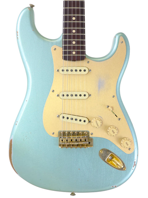 Mint condition Fender Custom Shop Stratocaster, 2020 Ltd Poblano Partscaster, highlighting premium design and quality.