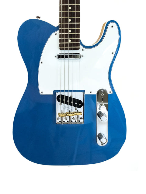 Pelham Blue electric guitar with a white body, Txxx Custom Style Partscaster, made in the USA, 2020/2021.