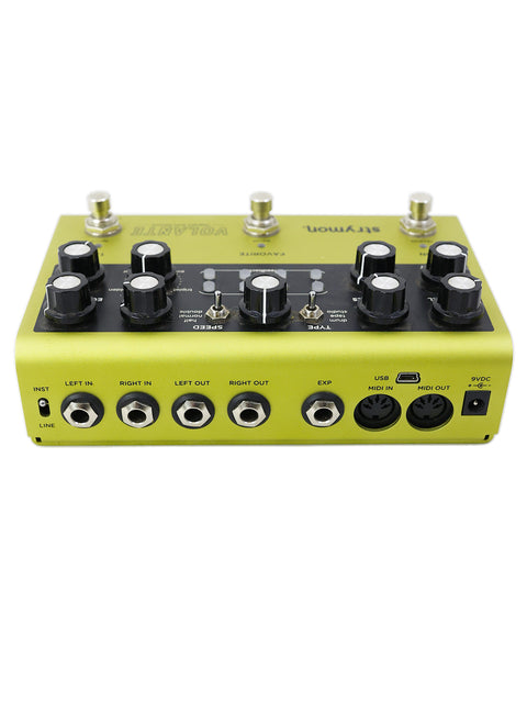 Strymon Volante Magnetic Echo Machine pedal in yellow against a clean white background.