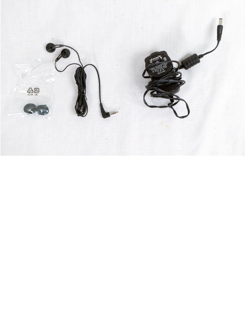 Stylish earbuds with a cord and plug, ready for your listening pleasure.
