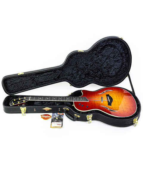 Sunburst Taylor T5-C1 guitar, model LTD-2CE, crafted in the USA in 2010, highlighting its unique finish and craftsmanship.