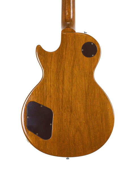 The back of a 1993 Gibson Pre-Historic 1960 Reissue Les Paul guitar, featuring a beautifully crafted wooden body.