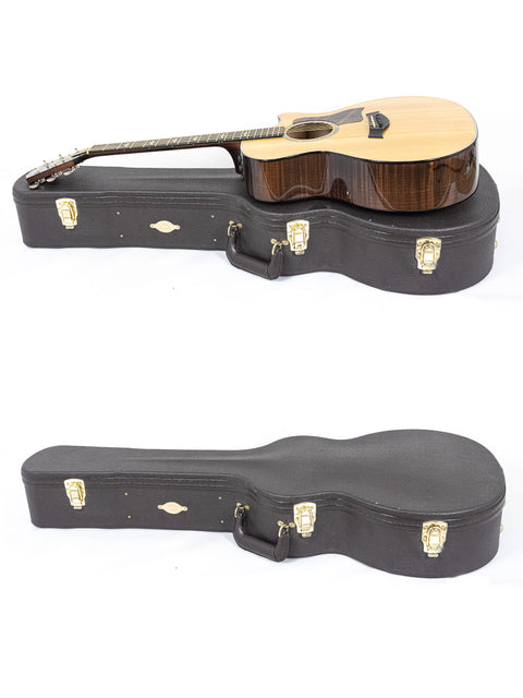 Two guitars positioned differently, showcasing a Taylor 614ce from the USA, crafted in 2016.