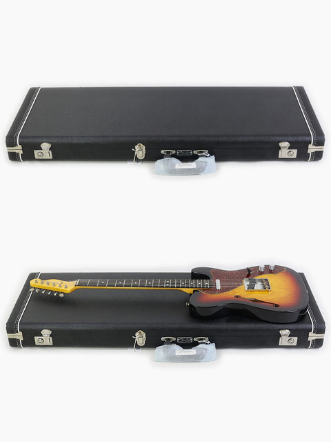 Two open guitar cases showcasing a Fender Limited Edition ’60s Telecaster Thinline Journeyman Relic inside each.