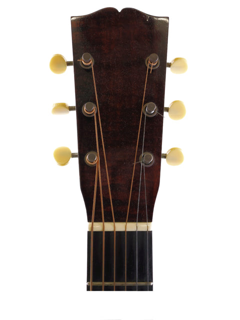 Vintage 1930s Martin D-18B-1 guitar displayed in its original hard case, highlighting classic features from Beau Hannam Parlour, Australia 2009.