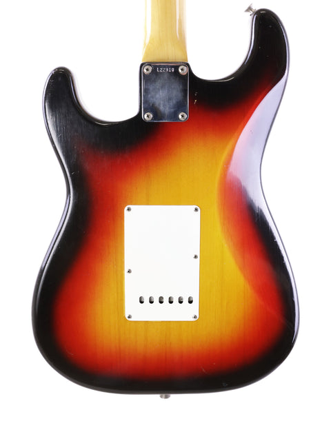 Vintage 1964 Fender Stratocaster guitar in sunburst finish, showcasing its classic design and rich musical heritage.