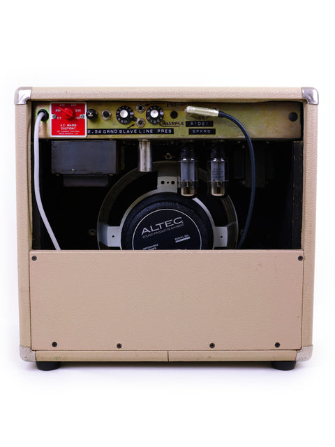 Vintage 1976 Mesa Boogie Mark 1 Combo guitar amplifier in tan, displayed on a bright white background.
